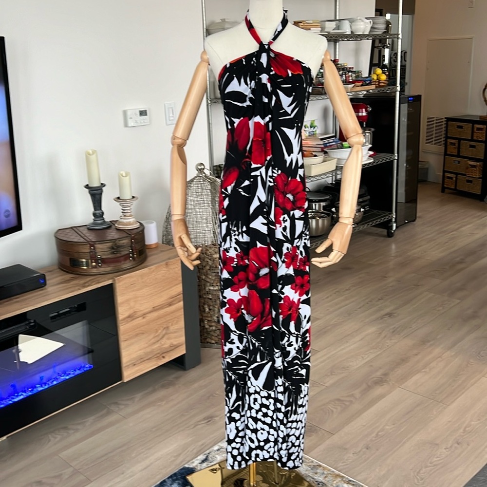 WHBM Gorgeous Poppy Maxi Halter Dress SzM